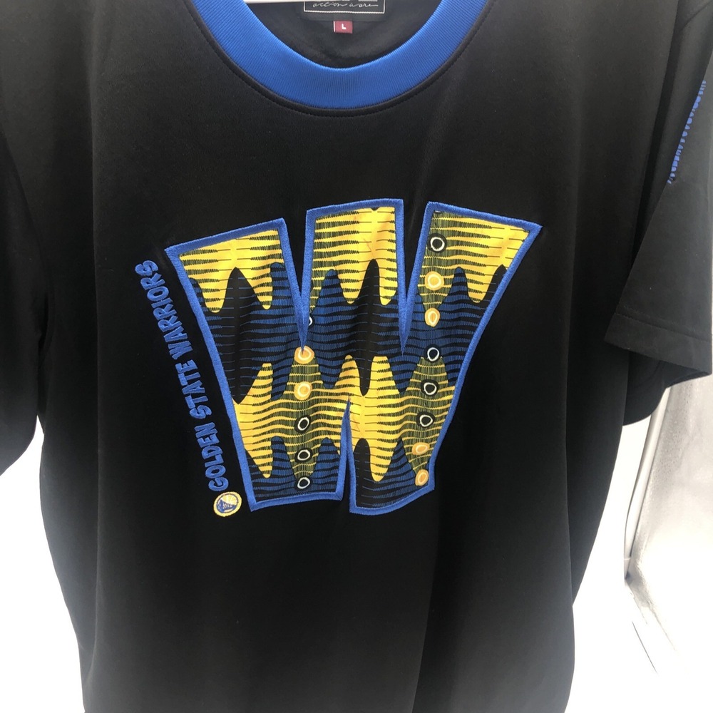 Golden State Warriors Two Hype Shirt NBALAB NBA Size Large Mens Black Embroidery